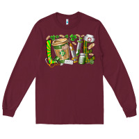 Burgundy St Patricks love nurse Long Sleeve Tee - RacoonDesign