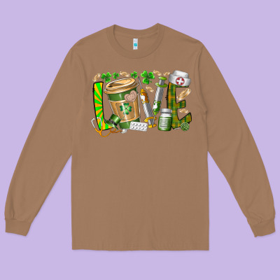 St Patricks Love Nurse Long Sleeve Tee Designed By Racoondesign