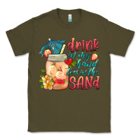 Army Green drink in my hand toes in the sand Classic Tee - HRA Design Shop