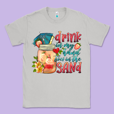 Drink In My Hand Toes In The Sand Classic Tee Designed By Hra Design Shop