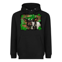 Black st Patricks cow with leopard background holstein cow Heavyweight Hoodie - Jasminsmagicworld