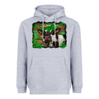 Heather Grey st Patricks cow with leopard background holstein cow Heavyweight Hoodie - Jasminsmagicworld
