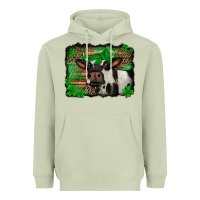 Matcha st Patricks cow with leopard background holstein cow Heavyweight Hoodie - Jasminsmagicworld