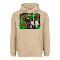 Mushroom st Patricks cow with leopard background holstein cow Heavyweight Hoodie - Jasminsmagicworld