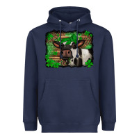 Navy st Patricks cow with leopard background holstein cow Heavyweight Hoodie - Jasminsmagicworld