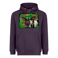 Plum st Patricks cow with leopard background holstein cow Heavyweight Hoodie - Jasminsmagicworld