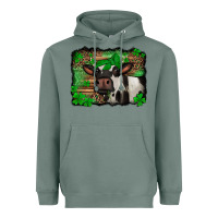 Sage st Patricks cow with leopard background holstein cow Heavyweight Hoodie - Jasminsmagicworld