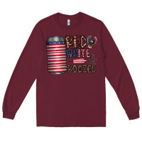 Burgundy red white  boozed Long Sleeve Tee - CowhideDigitalArt