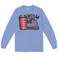 Colony Blue red white  boozed Long Sleeve Tee - CowhideDigitalArt