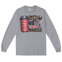 Heather Grey red white  boozed Long Sleeve Tee - CowhideDigitalArt
