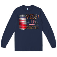 Navy red white  boozed Long Sleeve Tee - CowhideDigitalArt