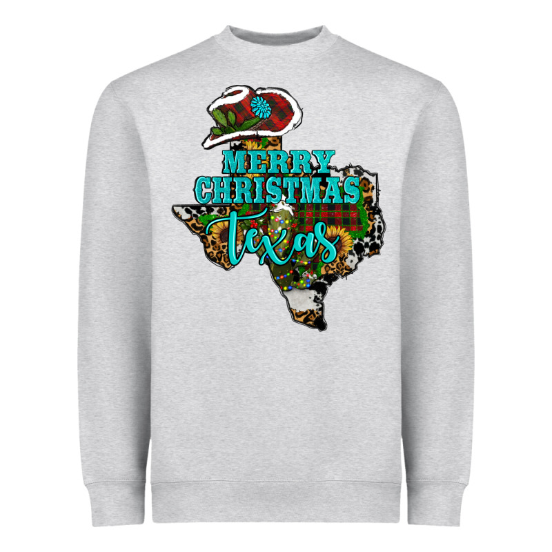 Merry Christmas Texas Map Heavyweight Sweatshirt by RanaPortraitStore | Teevron