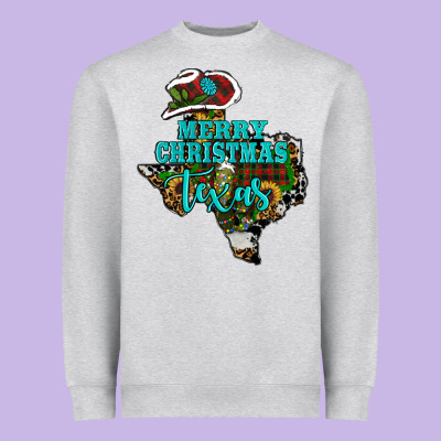 Heavyweight Sweatshirt Merry Christmas Texas Map