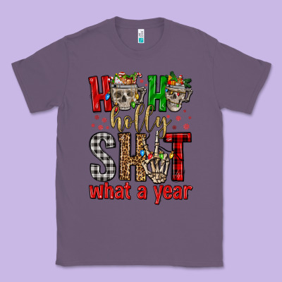 Ho Ho Holly Shit What A Year Classic Tee Designed By Fadigitalartstudio