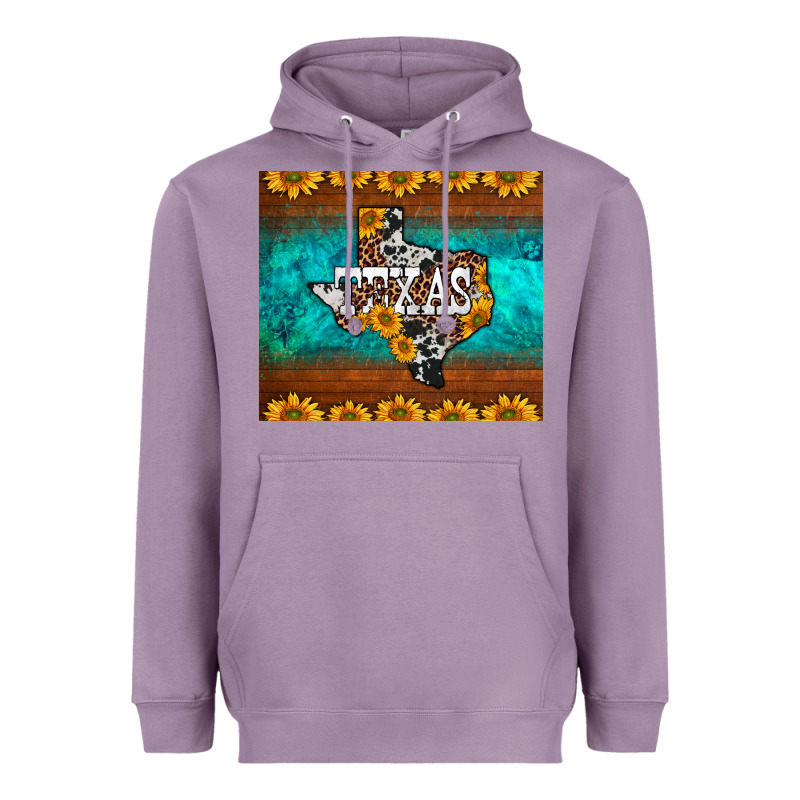 Sunflowers Cowhide Leopard Texas Map Heavyweight Hoodie by BarkalooDesign | Teevron