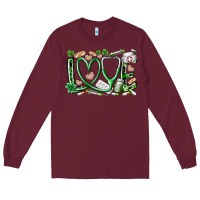 Burgundy st.patricks love nurse Long Sleeve Tee - RacoonDesign