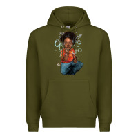 Army Green afro black boy Premium Hoodie - NancyCooperArtShop