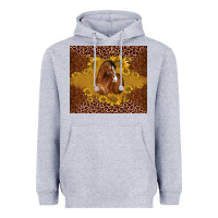Heather Grey horse Heavyweight Hoodie - BarkalooDesign