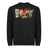 Black alaskan husky dog coffee cups Heavyweight Sweatshirt - texasbilliewilder