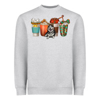 Heather Grey alaskan husky dog coffee cups Heavyweight Sweatshirt - texasbilliewilder