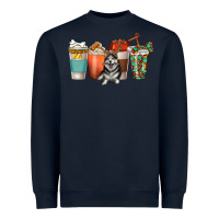 Navy alaskan husky dog coffee cups Heavyweight Sweatshirt - texasbilliewilder