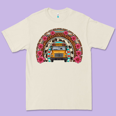 School Bus Leopard Cowhide Rainbow Premium Tee Designed By Artiststas