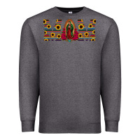Charcoal Heather mom lady of guadalupe  serape sunflower Premium Sweatshirt - Jasminsmagicworld
