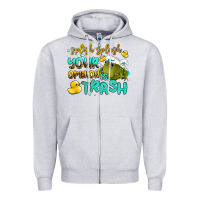 Heather Grey splish splash your opinion is trash Zipper Hoodie - AdoDesignShop