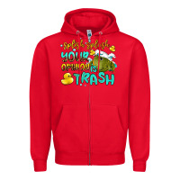 Red splish splash your opinion is trash Zipper Hoodie - AdoDesignShop