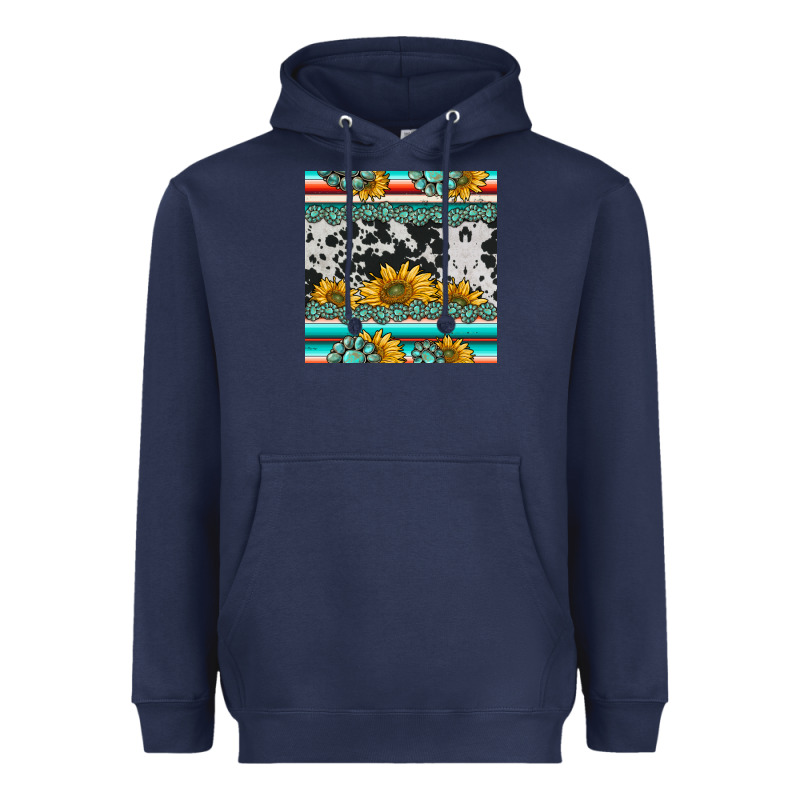 Sunflower Cowhide Serape Coaster Heavyweight Hoodie by BarkalooDesign | Teevron