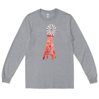 Heather Grey windmill fa element Long Sleeve Tee - FaDigitalArtStudio