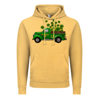 Vintage Mustard st patricks truck shamrock horseshoe gold Vintage Hoodie - RanaPortraitStore