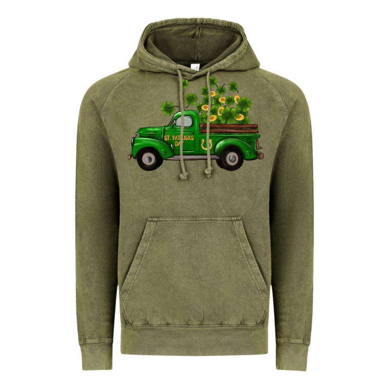 St Patricks Truck Shamrock Horseshoe Gold Vintage Hoodie by RanaPortraitStore | Teevron
