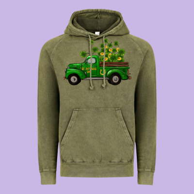 St Patricks Truck Shamrock Horseshoe Gold Vintage Hoodie Designed By Ranaportraitstore