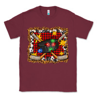 Burgundy hockey christmas with lights and stars Classic Tee - FaDigitalArtStudio