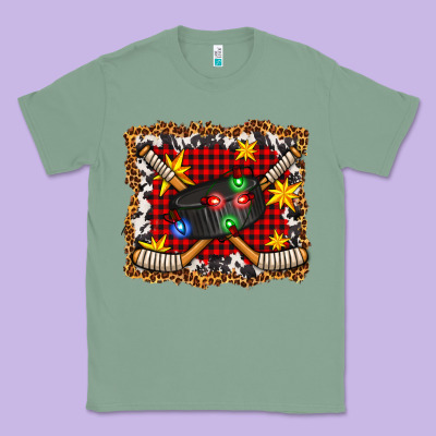 Hockey Christmas With Lights And Stars Classic Tee Designed By Fadigitalartstudio