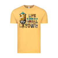 Vintage Mustard life is better in a small town Vintage Tee - Zillion Design Studio