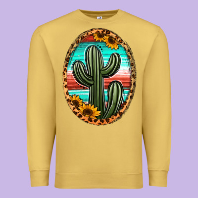 Serape And Sunflower Cactus Premium Sweatshirt Designed By Jasminsmagicworld
