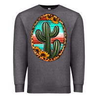 Charcoal Heather serape and sunflower cactus Premium Sweatshirt - Jasminsmagicworld