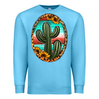 Ocean Blue serape and sunflower cactus Premium Sweatshirt - Jasminsmagicworld