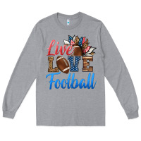 Heather Grey live love american football Long Sleeve Tee - HRA Design Shop