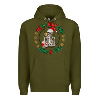 Army Green ho ho holly shit skeleton santa Premium Hoodie - MaliasSmallBusiness