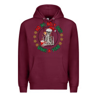 Burgundy ho ho holly shit skeleton santa Premium Hoodie - MaliasSmallBusiness