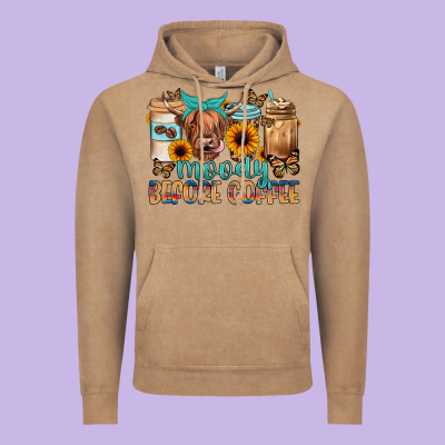 Moody Before Coffee Vintage Hoodie Designed By Jahusdesignshop