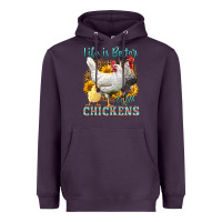 Plum Western Life Is Better With Chickens Heavyweight Hoodie - LillyAllenDesigns