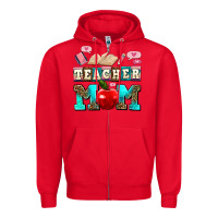 Red teacher mom Zipper Hoodie - AdoDesignShop