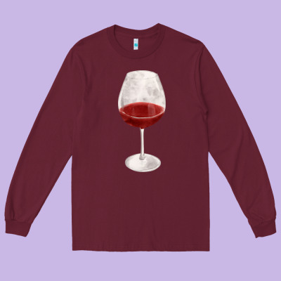 Wine Glass Fa Element Long Sleeve Tee Designed By Fadigitalartstudio