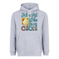Heather Grey Western Just A Girl Who loves Chicks Heavyweight Hoodie - LillyAllenDesigns
