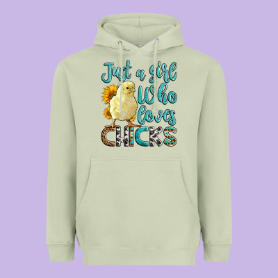 Western Just A Girl Who Loves Chicks Heavyweight Hoodie Designed By Lillyallendesigns