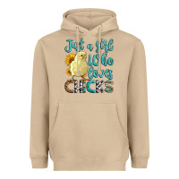 Mushroom Western Just A Girl Who loves Chicks Heavyweight Hoodie - LillyAllenDesigns